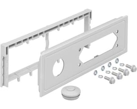 Spelsberg Flangeafslutning AK3 FL13 med udslagsblanket M40/32, vist med alle dele, inklusive monteringsramme og skruer.