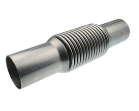 VSH XPress rustfri press axialkompensator på 88,9 mm diameter, med bølget mellemstykke til længdeudvidelser.