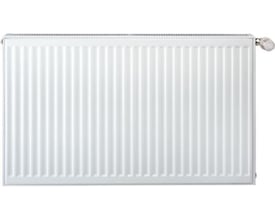 Thermrad Compact 4 Type 22 radiator i hvid RAL 9016, 400mm høj og 400mm lang, med synlig termostatknop.