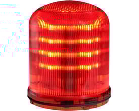 Sirena M-Line roterende blinklampe i rød, med tre indvendige lyskredse, IP66-klassificeret.