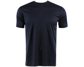 Mascot CoolDry T-shirt i marineblå, størrelse L, fremstillet i 100% polyester med moderne pasform og hvid baggrund.