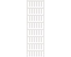 Weidmüller SlimFix ledningsmærker, hvide, vist på en række af individuelle mærker, ideel til mærkning af kabler.