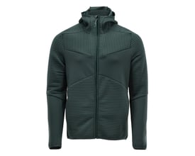 Mascot fleece hættetrøje med lynlås i skovgrøn, vist forfra med lynlås lukket og tætsiddende hætte.