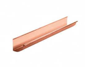 VM Zinc tagrende i kobber med 333 mm diameter og 0,7 mm tykkelse, som er 3 meter lang. Den er 1/4-rund og fremstillet af kobber.