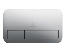 Oversigtsbillede af Villeroy & Boch ViConnect WC-betjeningsplade i matkrom, viser de to skylkeknapper til dobbeltskyl.