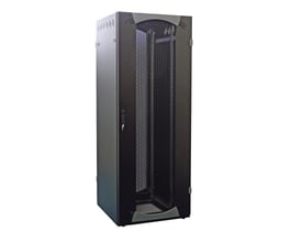 Lauritz Knudsen Server Perf kabinetdør i sort metal, med dimensioner 60x100x200mm og 42U højde.