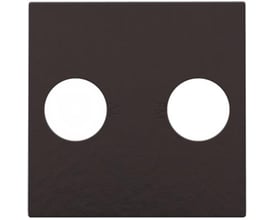 Niko afdækning til TV/FM udtag med elegant piano finish og tydelige TV/FM symboler på mørk baggrund.