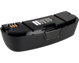 Detaljeret billede af Boisen Safety PAPR Comfort batteriet med mærket 'OX-ON' og teknisk information trykt på siden.