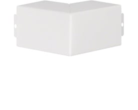 Hager LF udvendigt hjørne i hvid RAL 9016, 60x57 mm, set forfra med de to vinklede sider.