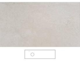 Svedbergs Jura bordplade i beige med udskæring og armaturhul V, vist med overflade og konturtegning.