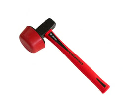 Ultratec brolæggerhammer med rødt og sort ergonomisk håndtag og et rødt gummihoved, perfekt til professionelt stenarbejde.