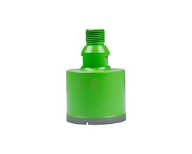 Grønt Eibenstock flisehulbor med 1/2" gevind og Ø60mm mærkning, isoleret på hvid baggrund.