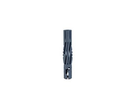 Universalplug UNI-XP uden krave, 6 x 50 mm, ses stående med langsgående slidser og mørkegrå overflade.
