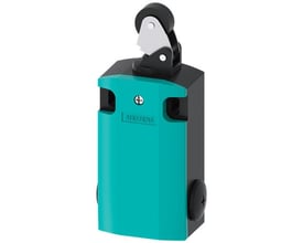 Siemens positionskontakt 3SE5162 i XL metalhus, 56 mm bred, med rullearm af metal og plastik på hvid baggrund.