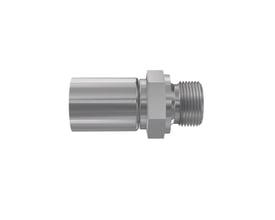 Parker 1D948 indstik i stål med 3/8" BSPP-gevind og slangetilslutning, vist fra siden.