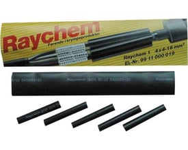 Raychem krympemuffesæt størrelse 4 til 4 x 120-300 mm² kabler, med 1000 mm længde og Raychem logo.