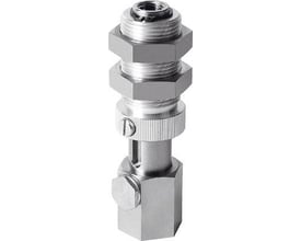 Festo sugekopholder ESH-HCL-6-G med en 40 mm højdekompensator og vakuumtilslutning, fremstillet af metal.