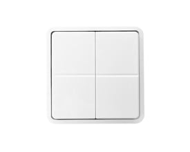 Jumitech WS4-210DB trådløst tryk i hvid, med fire programmerbare taster til EnOcean systemer på hvid baggrund.