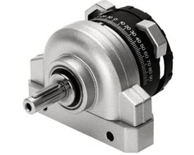 Festo DSR-16-180-P semi-rotationsaktuator med 16mm stempel og 180 graders drejevinkel, viser skaleret indikator.