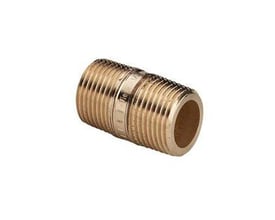 Viega nippelrør i rødgods, 1/4" x 60 mm, med synligt Viega logo præget i midten og R-gevind på begge sider.