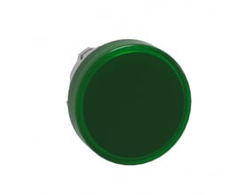 Schneider Electric ZB4 grønt lampehoved i metal med 22mm diameter, designet til LED-belysning og skiltmontage.