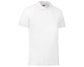 ID Identity Polo stretch i hvid, størrelse 3XL, vist forfra i piqué-kvalitet med knapper og krave.