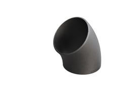 Bøjning i P235GH-stål med 45° vinkel, 3D radius og dimensioner på 139,7 x 4,0 mm, set isoleret på hvid baggrund.