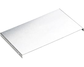 Schneider Electric låg til indvendig bøjning 90°, 500x1mm, Zinc+ overflade, vist på hvid baggrund.