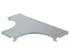 Legrand P31 T-stykkelåg til gitterbakker, pregalvaniseret stål med en glat overflade, viser monteringsklips i siderne.