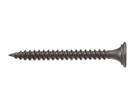 FIXX gipsskrue i sort fosfateret stål, 3,9 x 75 mm, vist fra siden med gevind og trompethoved.