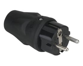 Nordic Quality stikprop med jord i sort, IP44 klassificering, 250V/16A, ideel til udendørs brug.