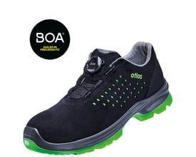 Atlas sikkerhedssko SL 9205 XP BOA i sort med grønne detaljer og Boa lukkesystem, størrelse 45.