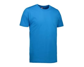 ID Identity Yes t-shirt i turkis XL, en blå t-shirt med rund hals og korte ærmer præsenteret på hvid baggrund.