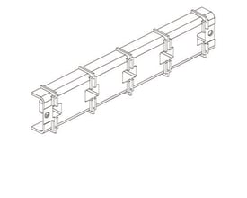 Eaton Tabula skinneholderjern med isolation, vist som en isoleret stregtegning af et langt, rektangulært metalbeslag.