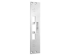 Assa Abloy monteringsstolpe do.fal.731/17 med en lang, sølvfarvet plade, skruehuller og udskæringer.