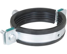 Walraven HD1501 rørbøjle til 315-325 mm rør med sort EPDM-indlæg, metalbånd og to synlige låsebolte.