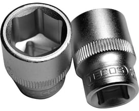 Tecos top 3/8" med 24 mm 6-kant, Flankdrive. Toppe i metal med rillede kanter for bedre greb.
