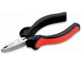 Cimco 130mm patenterede skruetang med sort og rødt 2-komponent greb, ideel til skruer M1-M4.