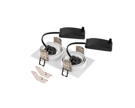 To SLV NEW TRIA downlights i hvid, vist samlet fra oven med monteringsbeslag og ledninger.