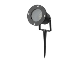 V-TAC Pro GU10 havelampe med spyd i sort aluminium hus, der viser dens robuste og moderne design.