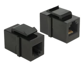 Delock sort RJ12 hun til RJ12 hun Cat.3 Keystone modul, der forlænger telefonkabler nemt.