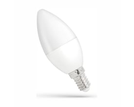 SpectrumLED C37 LED-pære med hvid, aflang kuppelform og synlig E14-skruefatning; dæmpbar, 6 W og 4000 K.