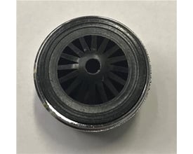 Neerskov luftblander med 24mm diameter og 25 l/m kapacitet set forfra, viser den sorte rotor med stråler.