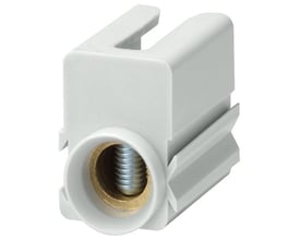 Siemens 35 mm² tilslutningsklemme, grå, med messinggevind til 5SY60 miniatureafbryder, vist på hvid baggrund.