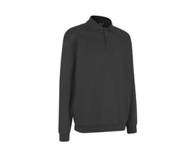 ID Identity GAME polosweatshirt i koksgrå størrelse 2XL med polokrave og stolpelukning med tre knapper.