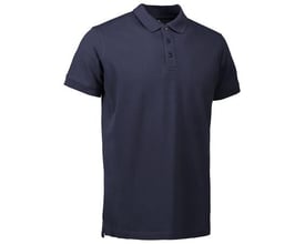 ID Identity stretch poloshirt i navy til herre, vist lige forfra, med kortærmet design og piquékvalitet.