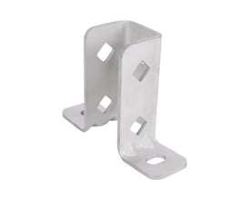 Walraven Rapidstrut T-bundplade i rustfrit stål A4, 21x41, set skråt forfra med slidsede huller.
