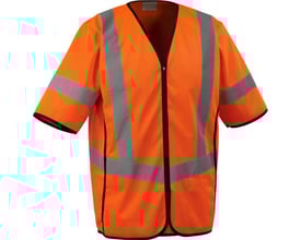 Mascot trafikvest i fluorescerende orange, klasse 3, størrelse 4XL, med lynlås og synlige reflekser.