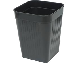 Antalis papirkurv i sort plast med 14 liters kapacitet, viser den riflet overflade og firkantede design.