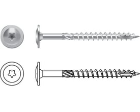 Tallerkenskrue 10,0 x 40 mm, C3, TX, 50 stk. Vist fra siden og ovenfra med detaljeret hoved og gevind.